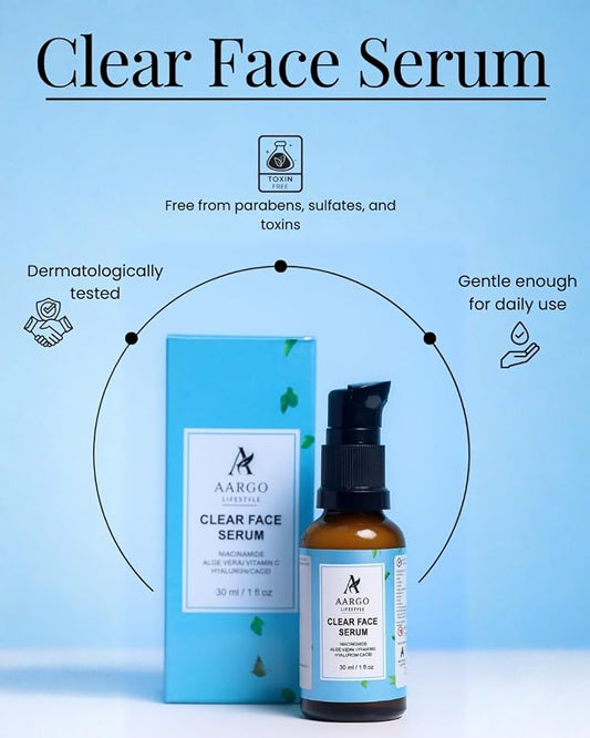 Aargo Lifestyle Clear Face Serum | Niacinamide + Vitamin C + Hyaluronic Acid — 30ml