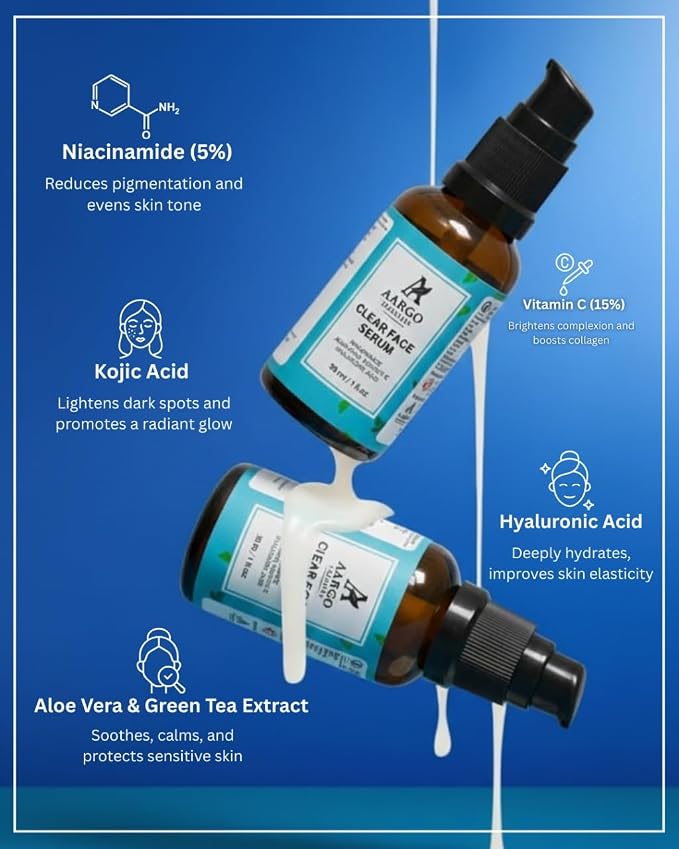 Aargo Lifestyle Clear Face Serum | Niacinamide + Vitamin C + Hyaluronic Acid — 30ml